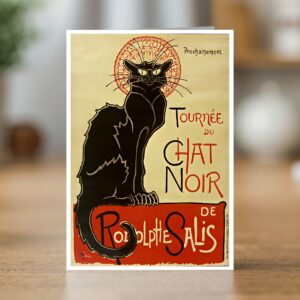 Fine art greetings card of the Tournee du Chat Noir poster by Théophile Steinlen 1896