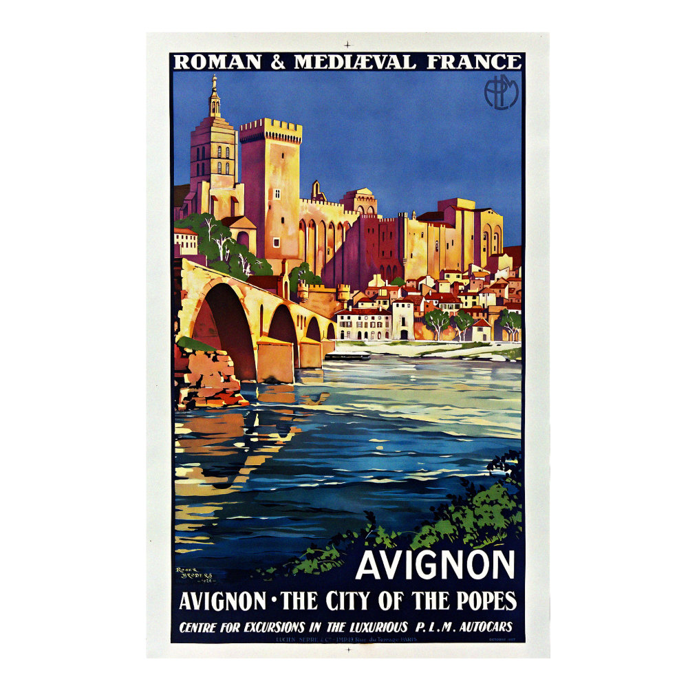 Roman & Mediaeval France PLM Avignon vintage travel poster by Roger Broders 1927
