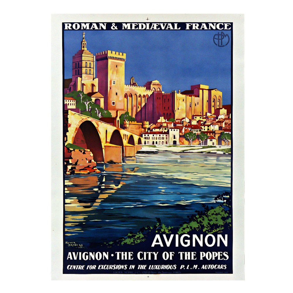Roman & Mediaeval France PLM Avignon vintage travel poster by Roger Broders 1927