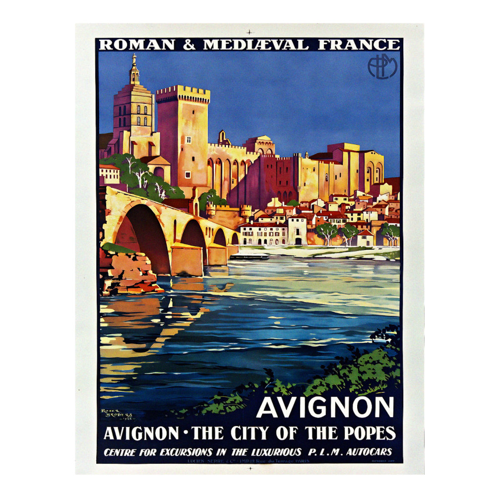 Roman & Mediaeval France PLM Avignon vintage travel poster by Roger Broders 1927
