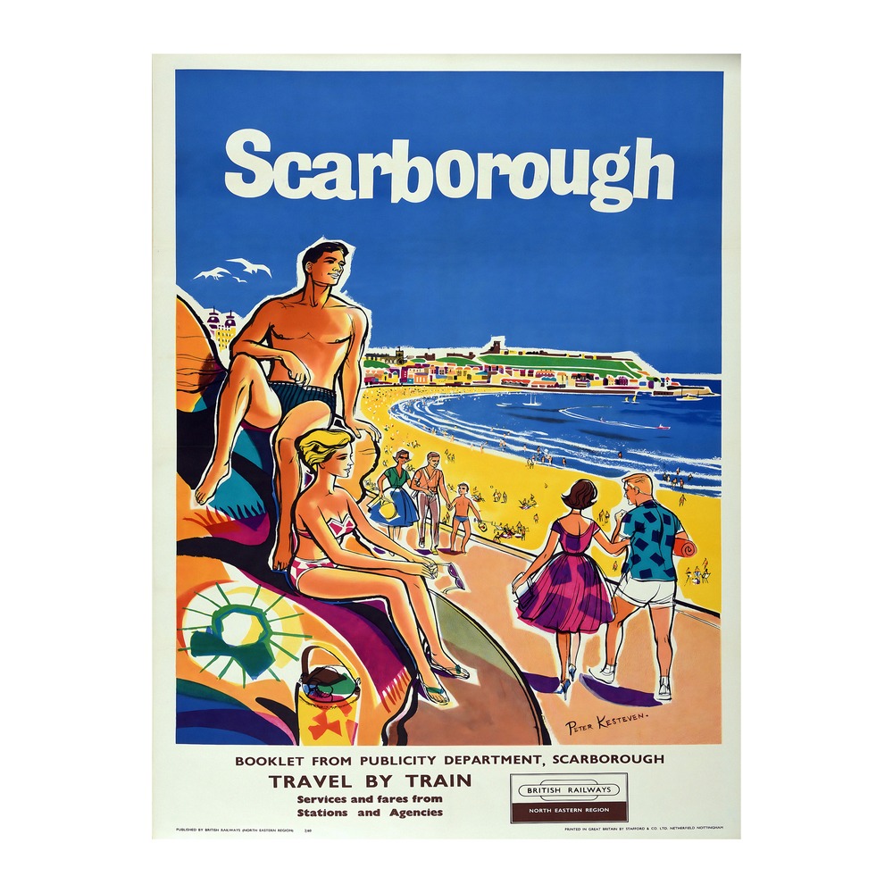 British Railways Scarborough seaside travel poster 1960 — new reproduction