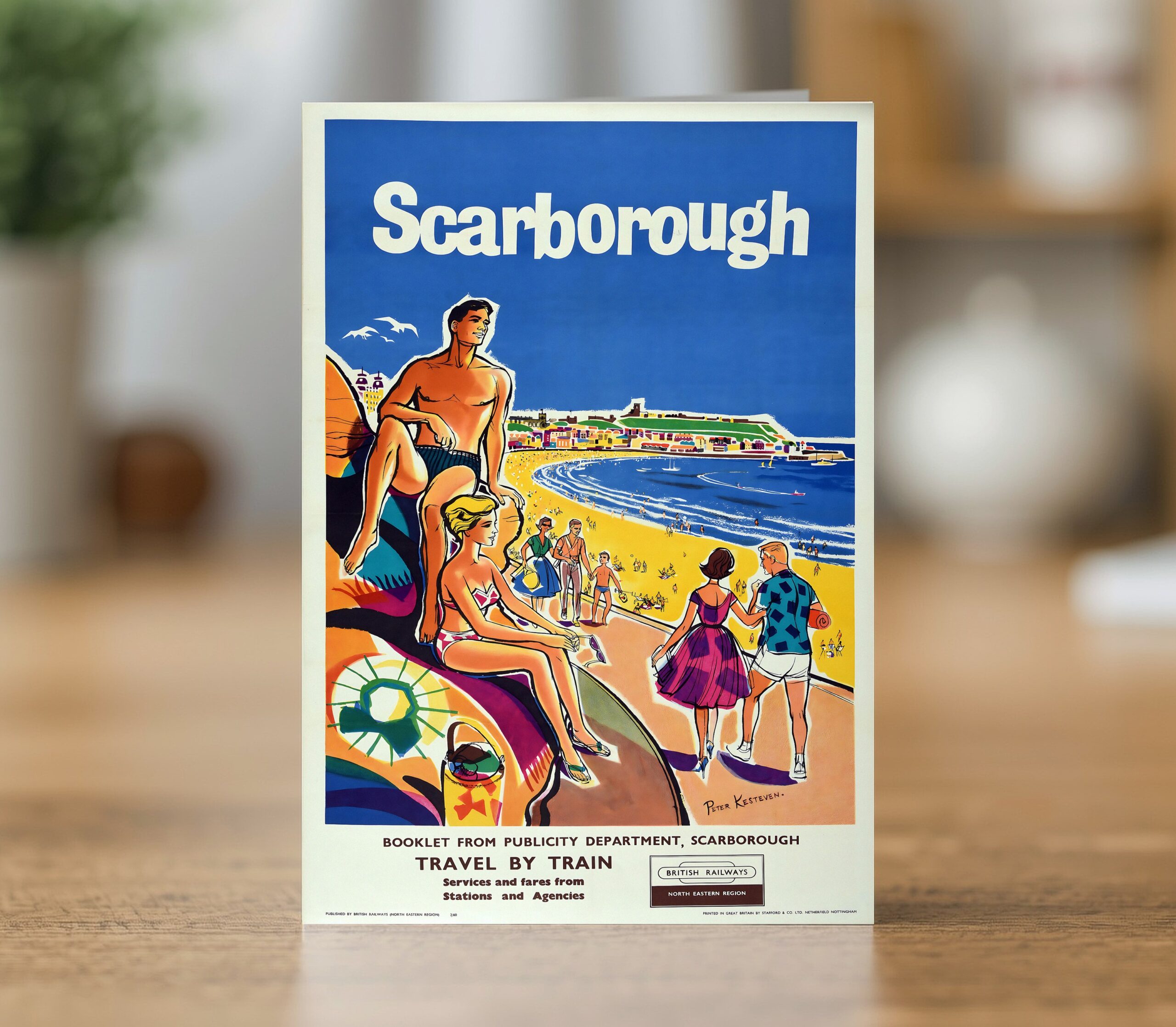 Fine art greetings card reproducing the British Railways Scarborough seaside poster 1960