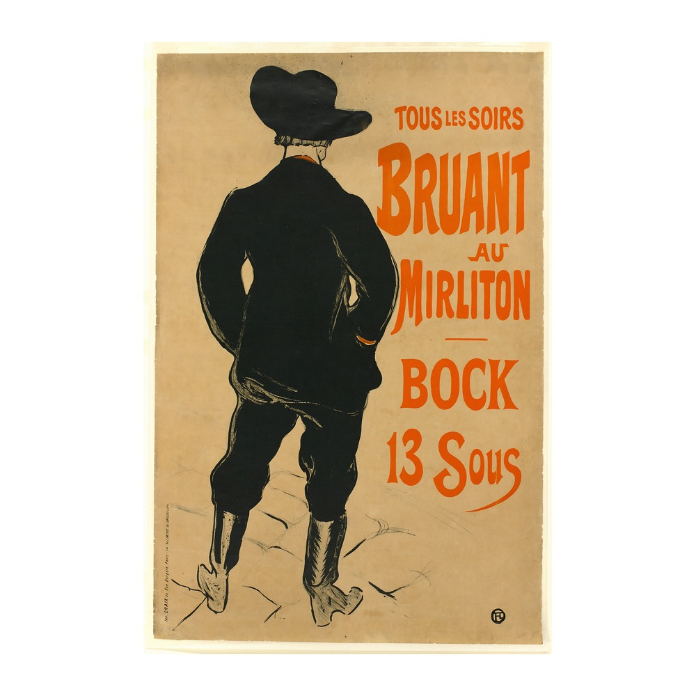 Aristide Bruant poster by Henri de Toulouse-Lautrec (1893) - new reproduction fine art print mock