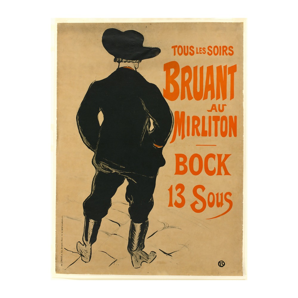 Aristide Bruant poster by Henri de Toulouse-Lautrec (1893) - new reproduction fine art print mock