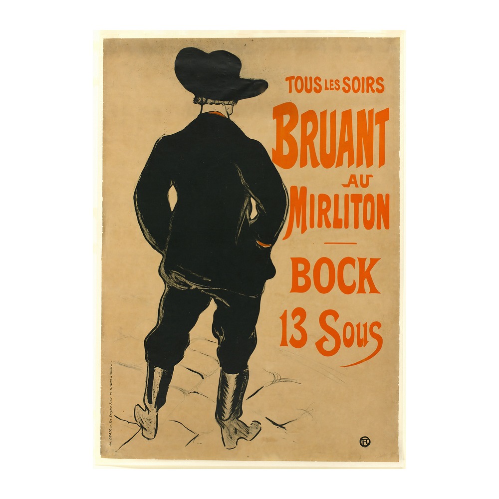 Aristide Bruant poster by Henri de Toulouse-Lautrec (1893) - new reproduction fine art print mock