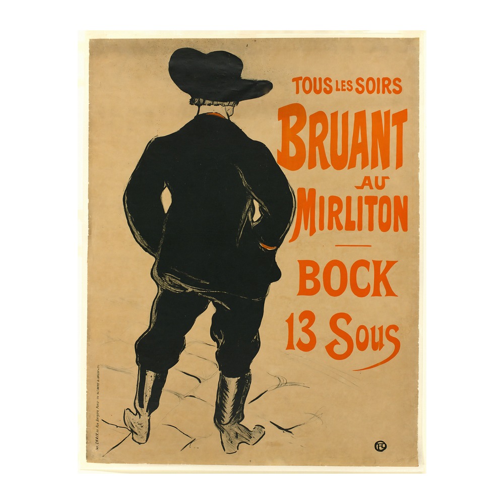 Aristide Bruant poster by Henri de Toulouse-Lautrec (1893) - new reproduction fine art print mock