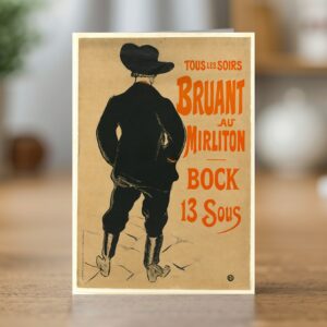 Fine art greetings card reproducing the Aristide Bruant poster by Henri de Toulouse-Lautrec 1893