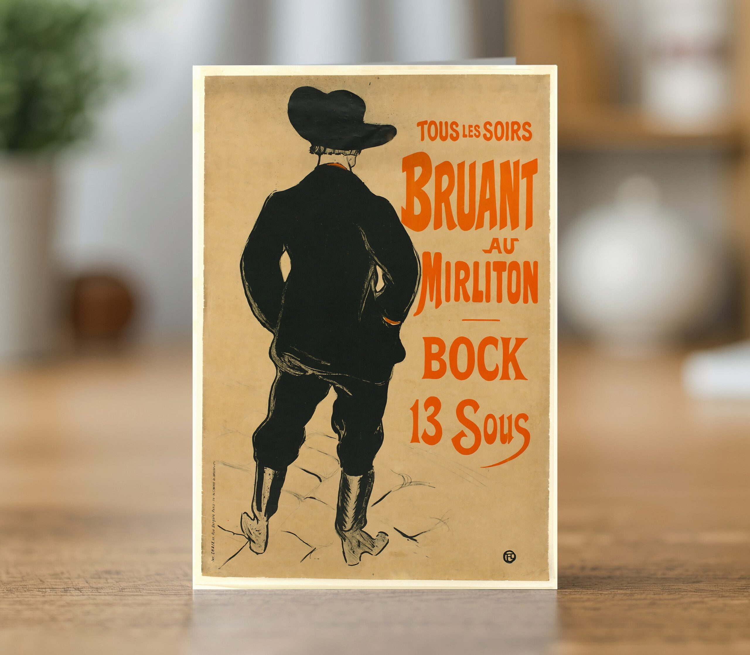 Fine art greetings card reproducing the Aristide Bruant poster by Henri de Toulouse-Lautrec 1893