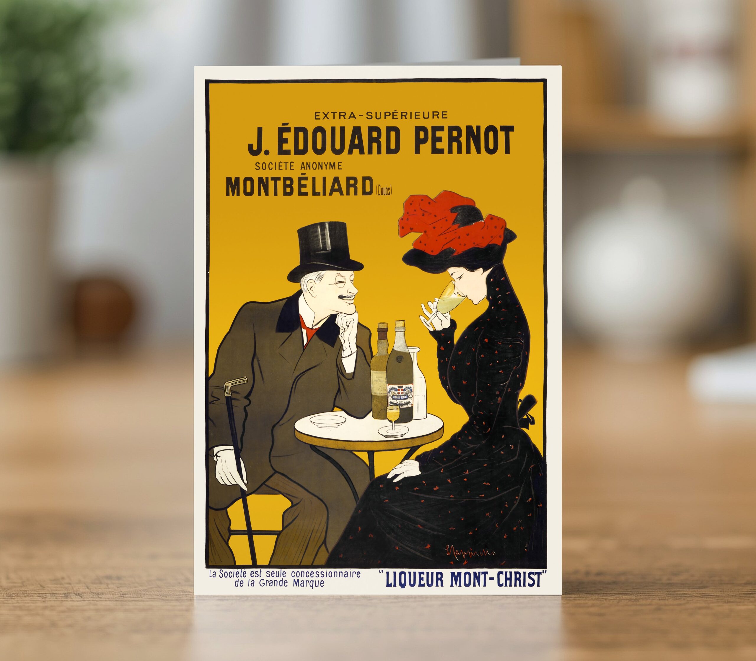 Fine art greetings card reproducing the J Edouard Pernot drinks poster by Leonetto Cappiello 1900