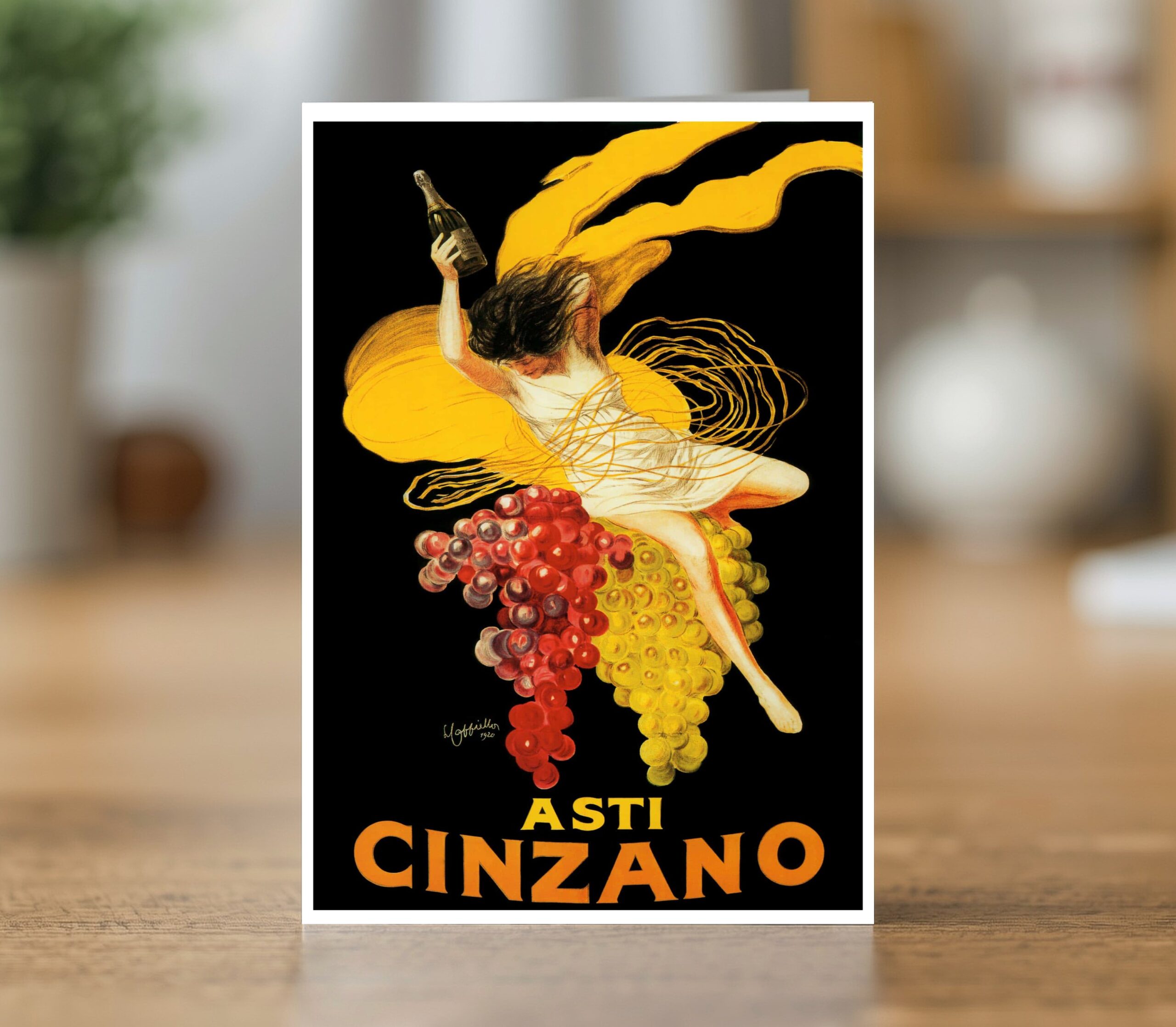 Greetings card reproducing Leonetto Cappiello’s 1920 Asti Cinzano poster - new reproduction