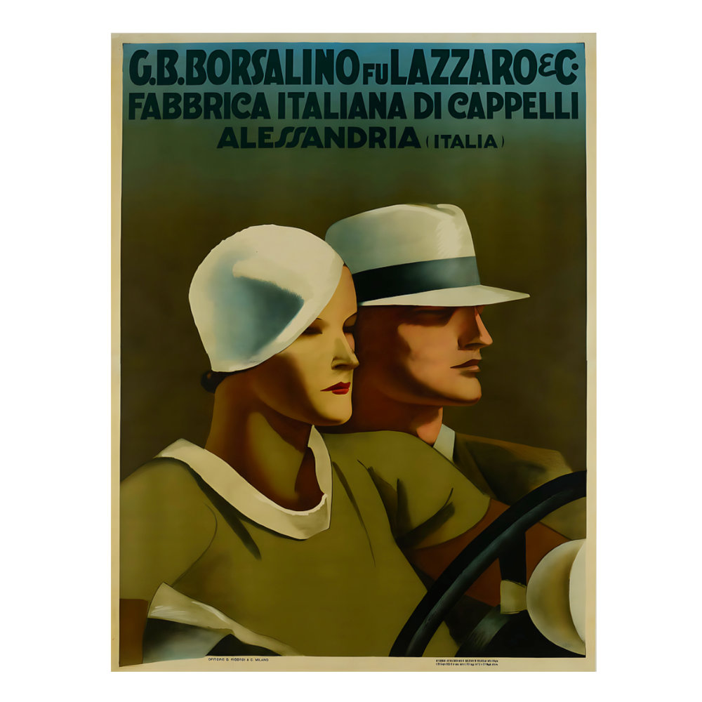 Borsalino Fu Lazzaro & Co poster by Marcello Dudovich (1932-33) - new reproduction fine art print mock