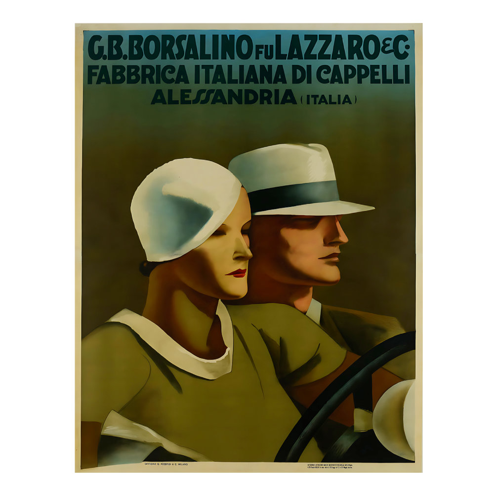 Borsalino Fu Lazzaro & Co poster by Marcello Dudovich (1932-33) - new reproduction fine art print mock