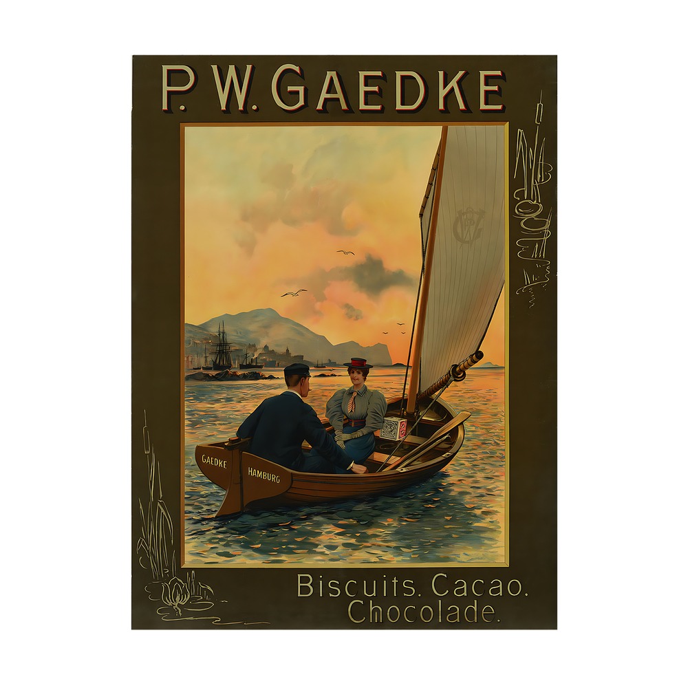 Biscuits Cacao Chocolade P.W. Gaedke poster (1895) - new reproduction fine art print mock
