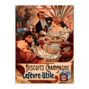 Biscuits Champagne Lefèvre-Utile Poster by Alphonse Mucha (1896) - new reproduction fine art print mock