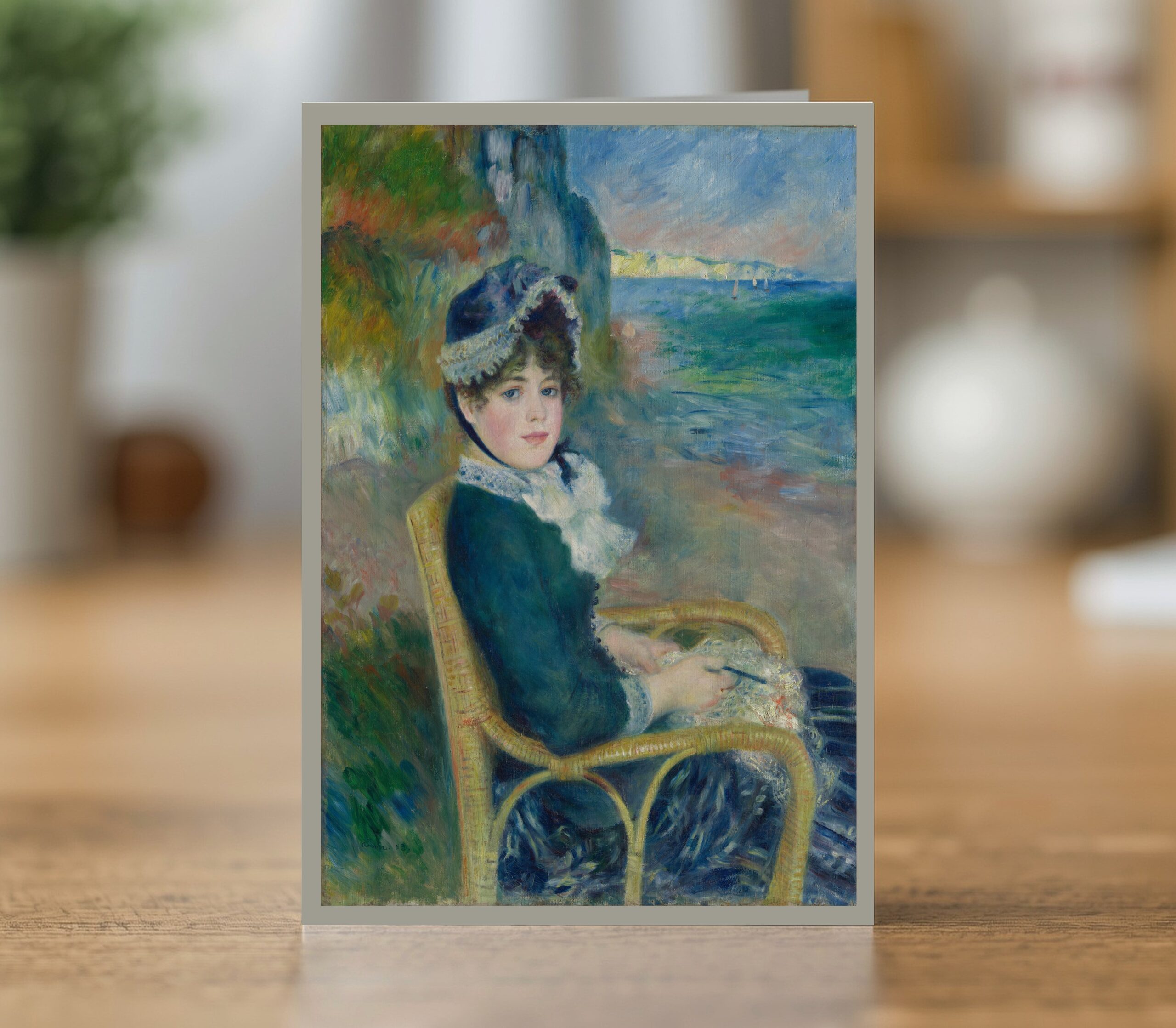 By the Seashore greetings card reproducing Pierre-Auguste Renoir's 1883 painting By the Seashore