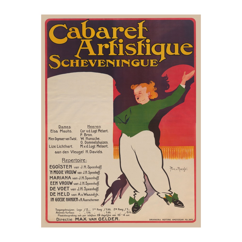 Cabaret Artistique Scheveningen Poster by Arnold van Roessel (1914) - new reproduction fine art print mock