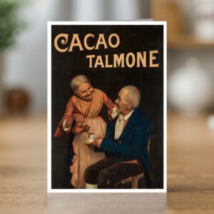 Greetings card reproducing Oschner’s Cacao Talmone poster (c. 1900) - new reproduction
