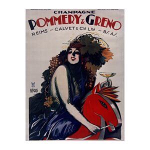 Champagne Pommery and Greno Reims poster by Achille Mauzan (1930) - new reproduction fine art print mock