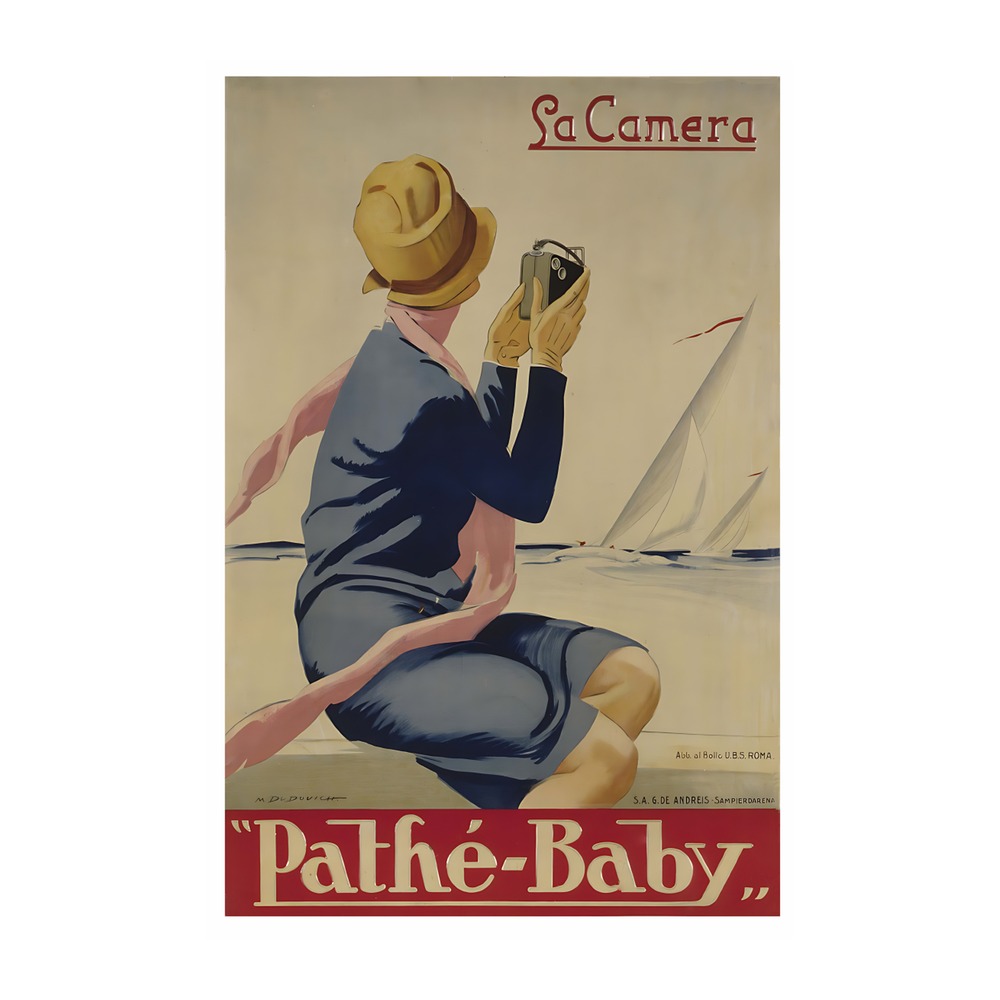 Cine Camera Pathe Baby poster by Marcello Dudovich (1923) - new reproduction fine art print mock