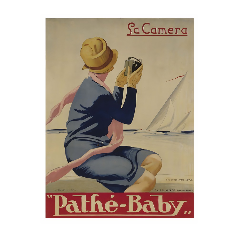 Cine Camera Pathe Baby poster by Marcello Dudovich (1923) - new reproduction fine art print mock