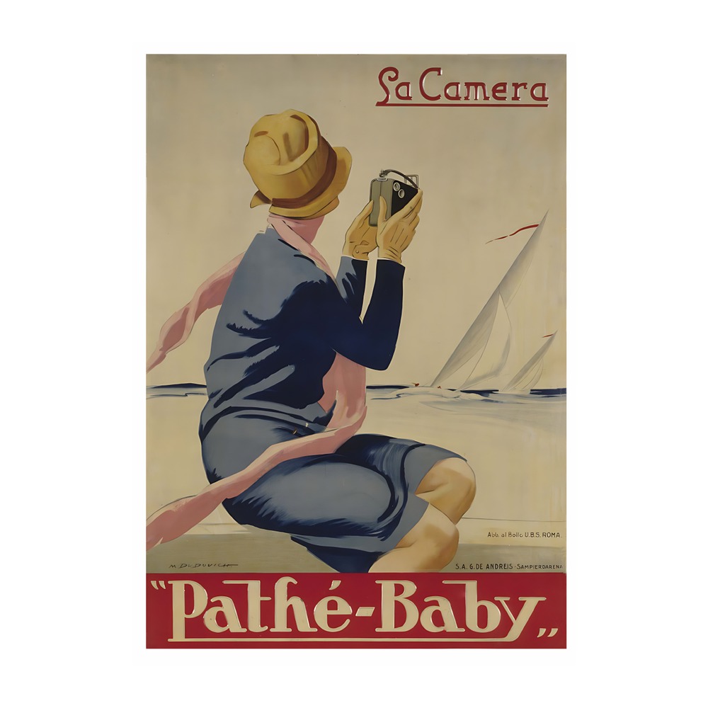 Cine Camera Pathe Baby poster by Marcello Dudovich (1923) - new reproduction fine art print mock