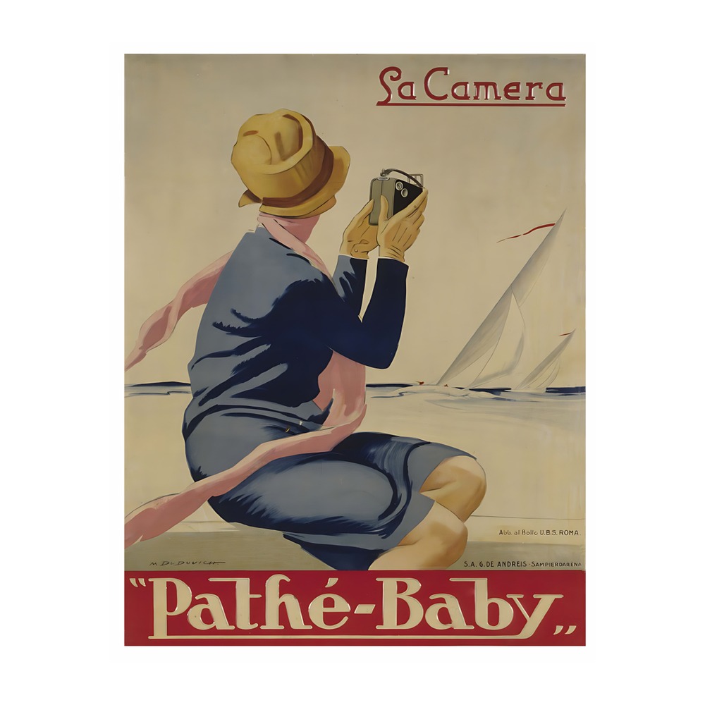 Cine Camera Pathe Baby poster by Marcello Dudovich (1923) - new reproduction fine art print mock