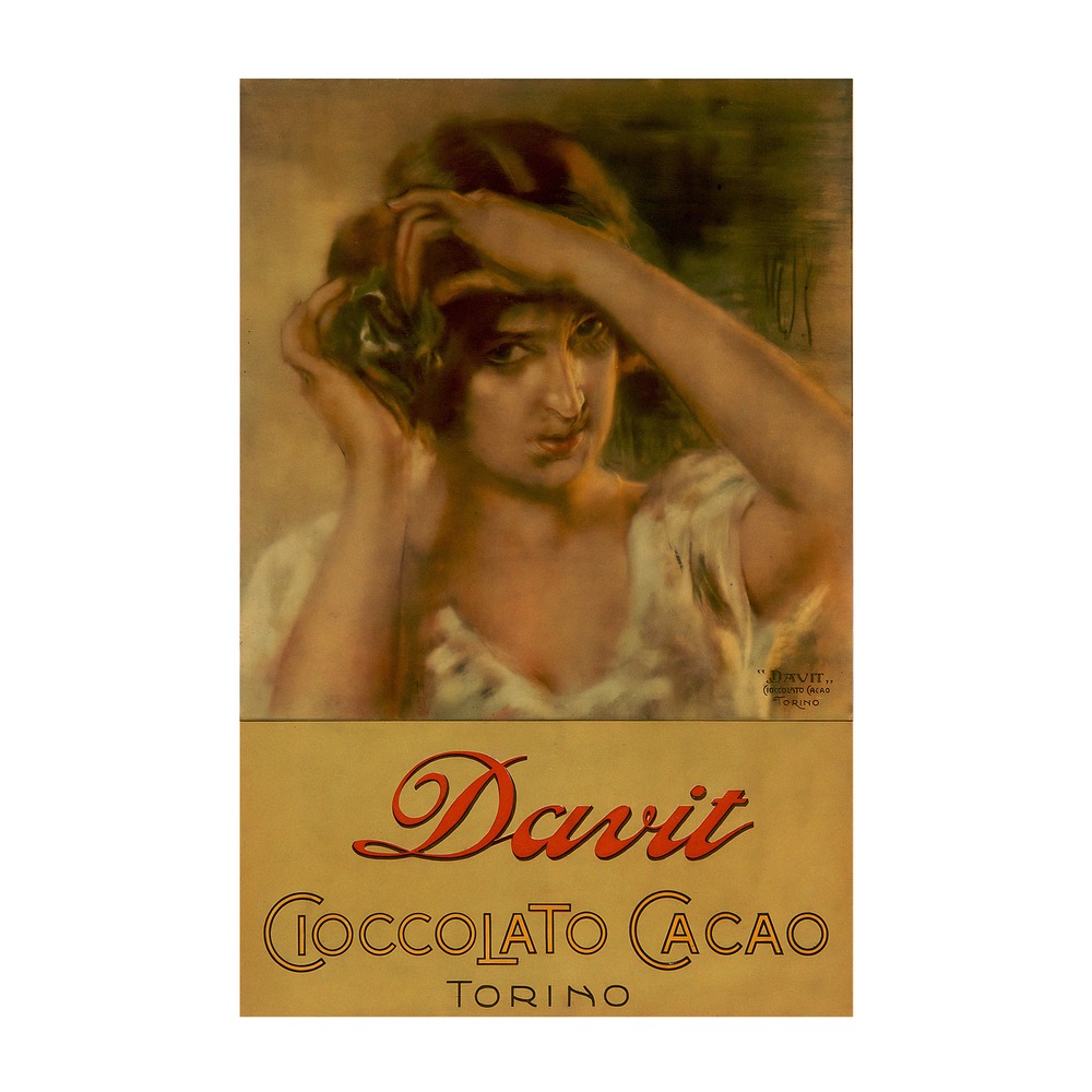 Davit Cioccolato Cacao Torino Poster (1930s) - new reproduction fine art print mock
