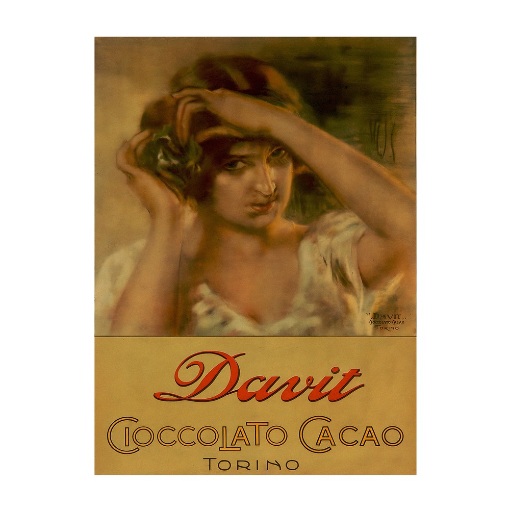 Davit Cioccolato Cacao Torino Poster (1930s) - new reproduction fine art print mock