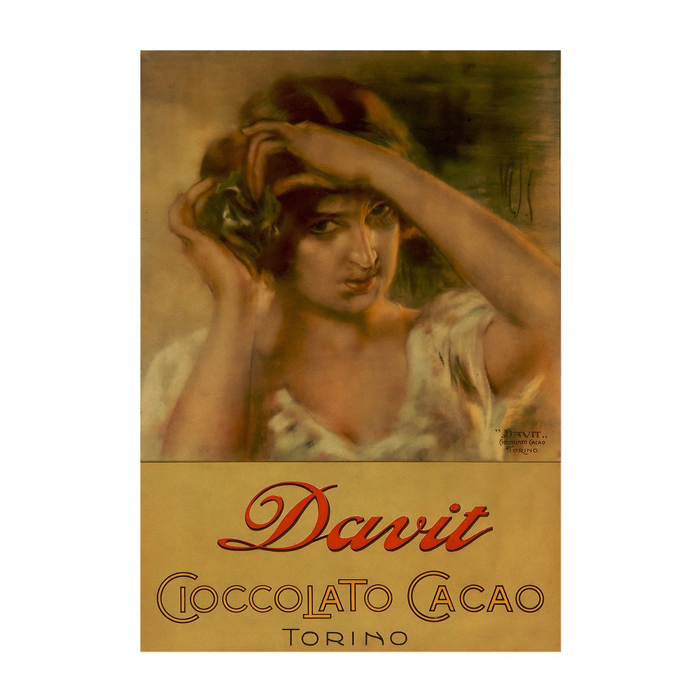 Davit Cioccolato Cacao Torino Poster (1930s) - new reproduction fine art print mock
