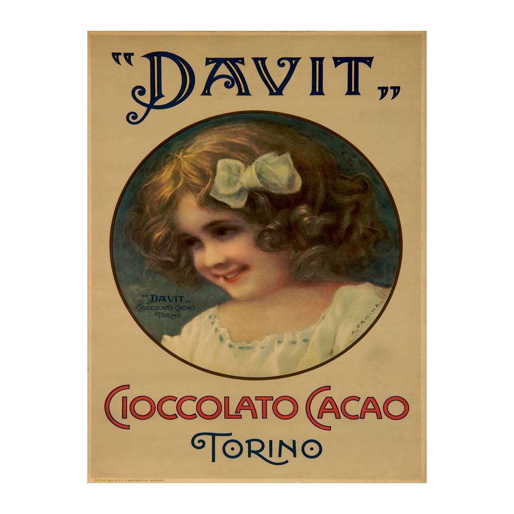 Davit Cioccolato Cacao Torino Poster (early 20th century) - new reproduction fine art print mock