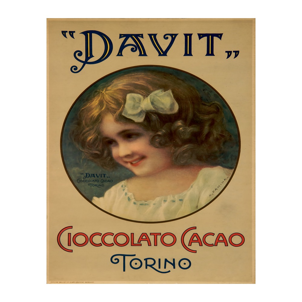 Davit Cioccolato Cacao Torino Poster (early 20th century) - new reproduction fine art print mock