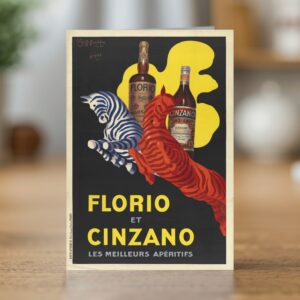 Florio et Cinzano greetings card reproducing Leonetto Cappiello's 1930 aperitif poster