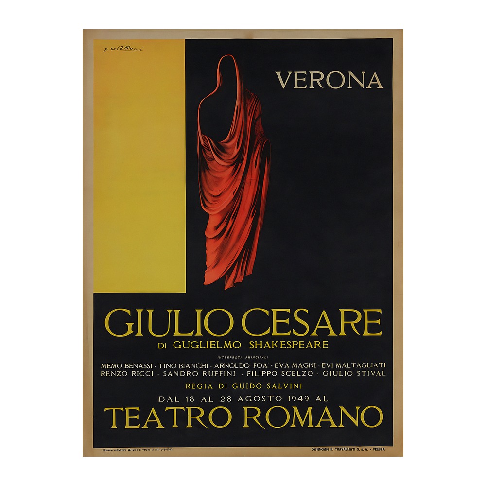 Giulio Cesare poster by Giulio Coltellacci (1949) - new reproduction fine art print mock