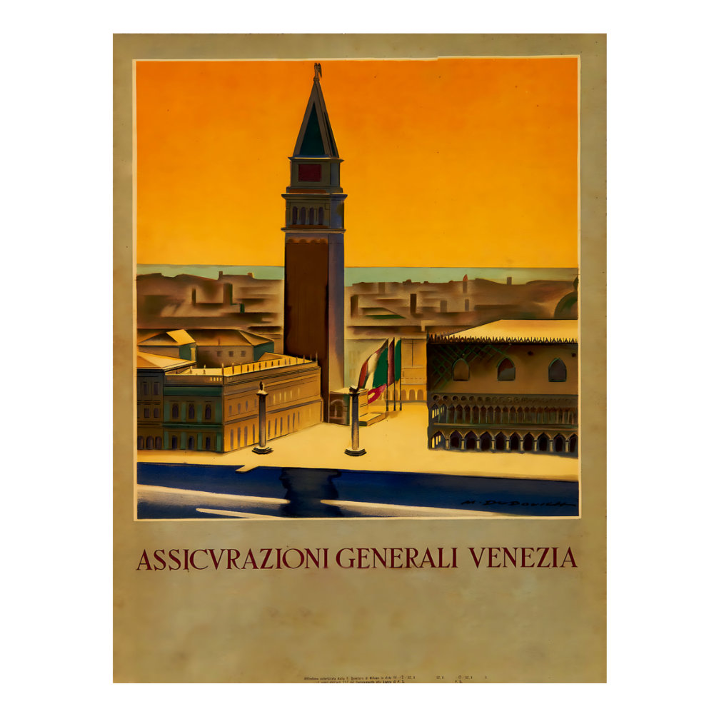 General Insurance Venice poster by Marcello Dudovich (1932) - new reproduction fine art print mock
