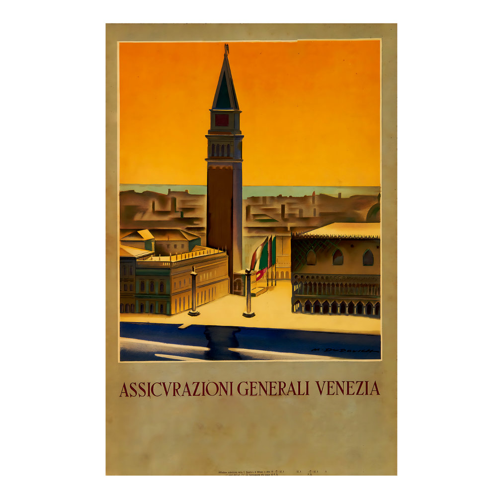 General Insurance Venice poster by Marcello Dudovich (1932) - new reproduction fine art print mock