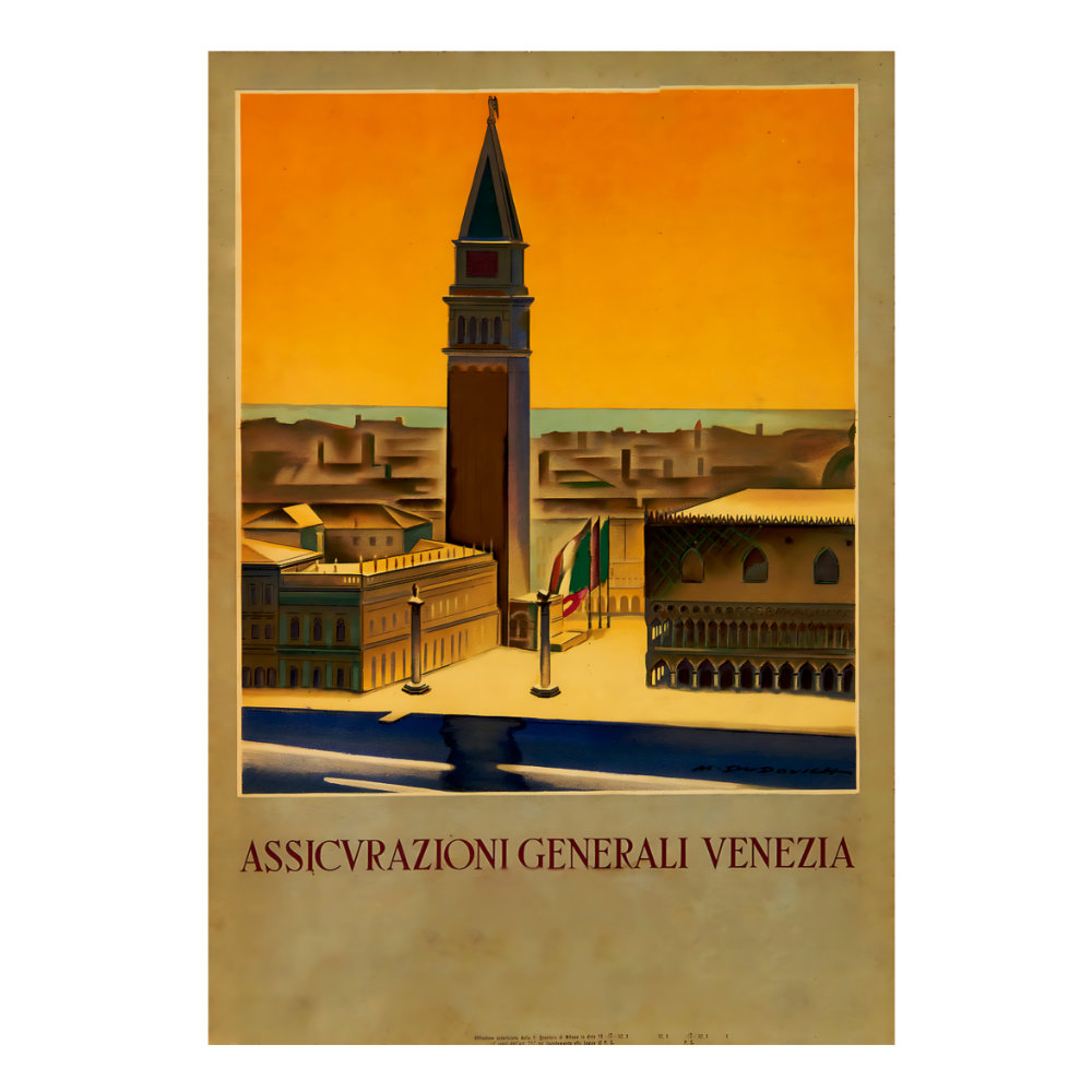 General Insurance Venice poster by Marcello Dudovich (1932) - new reproduction fine art print mock
