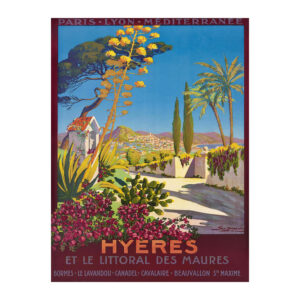 Hyeres travel poster by Georges Dorival (1914) - new reproduction fine art print mock 2