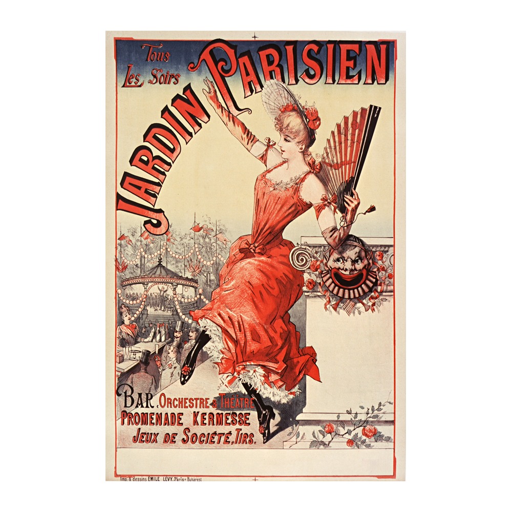 Jardin Parisien Poster (1890) - new reproduction fine art print mock