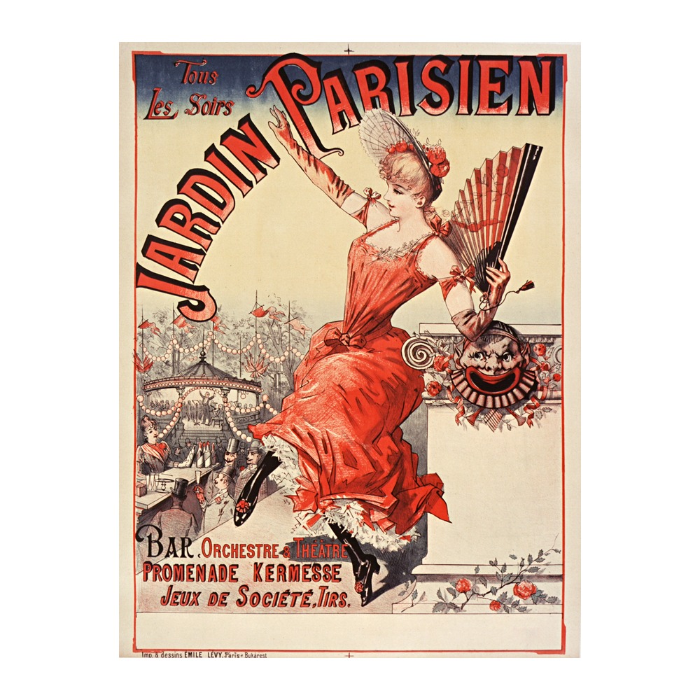 Jardin Parisien Poster (1890) - new reproduction fine art print mock