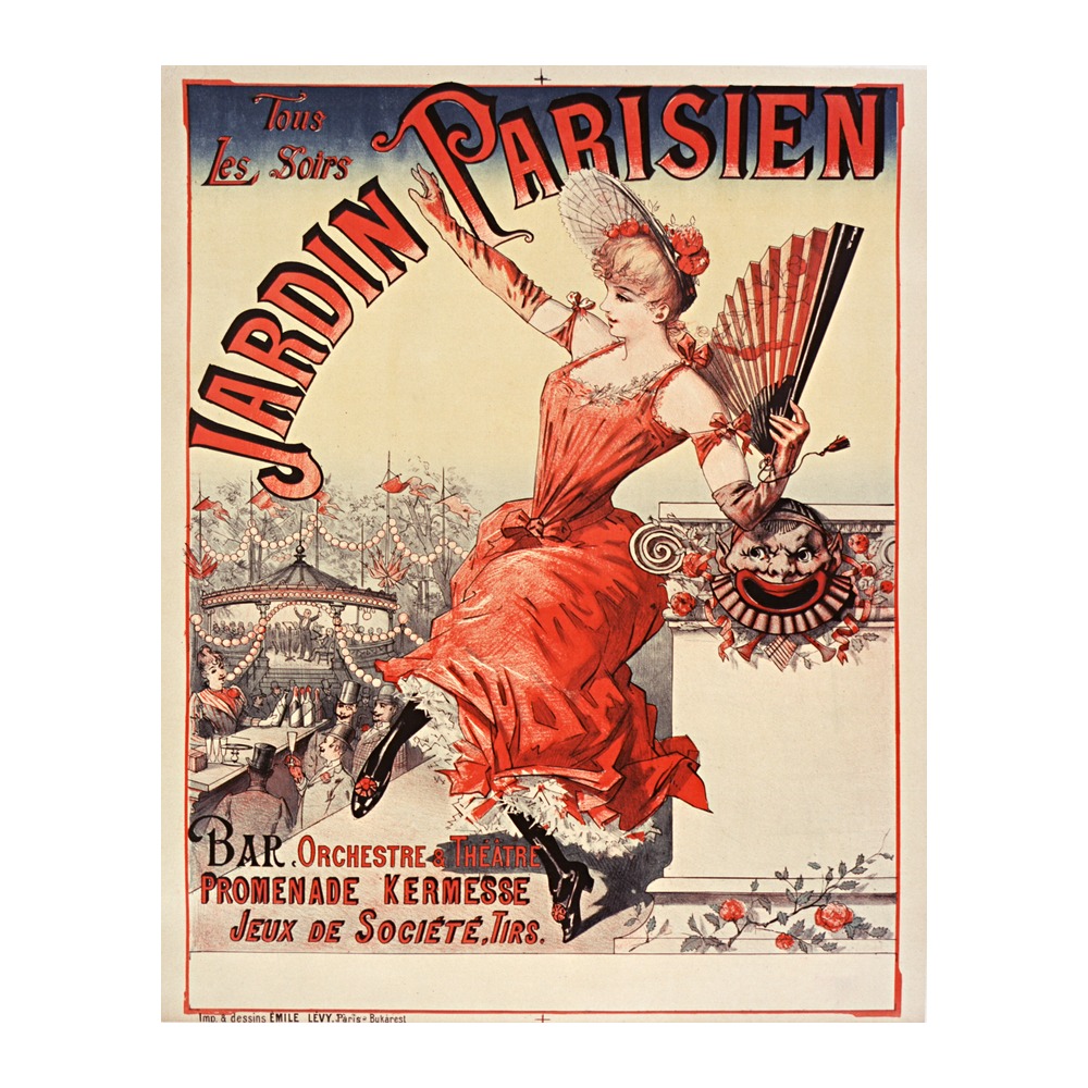 Jardin Parisien Poster (1890) - new reproduction fine art print mock