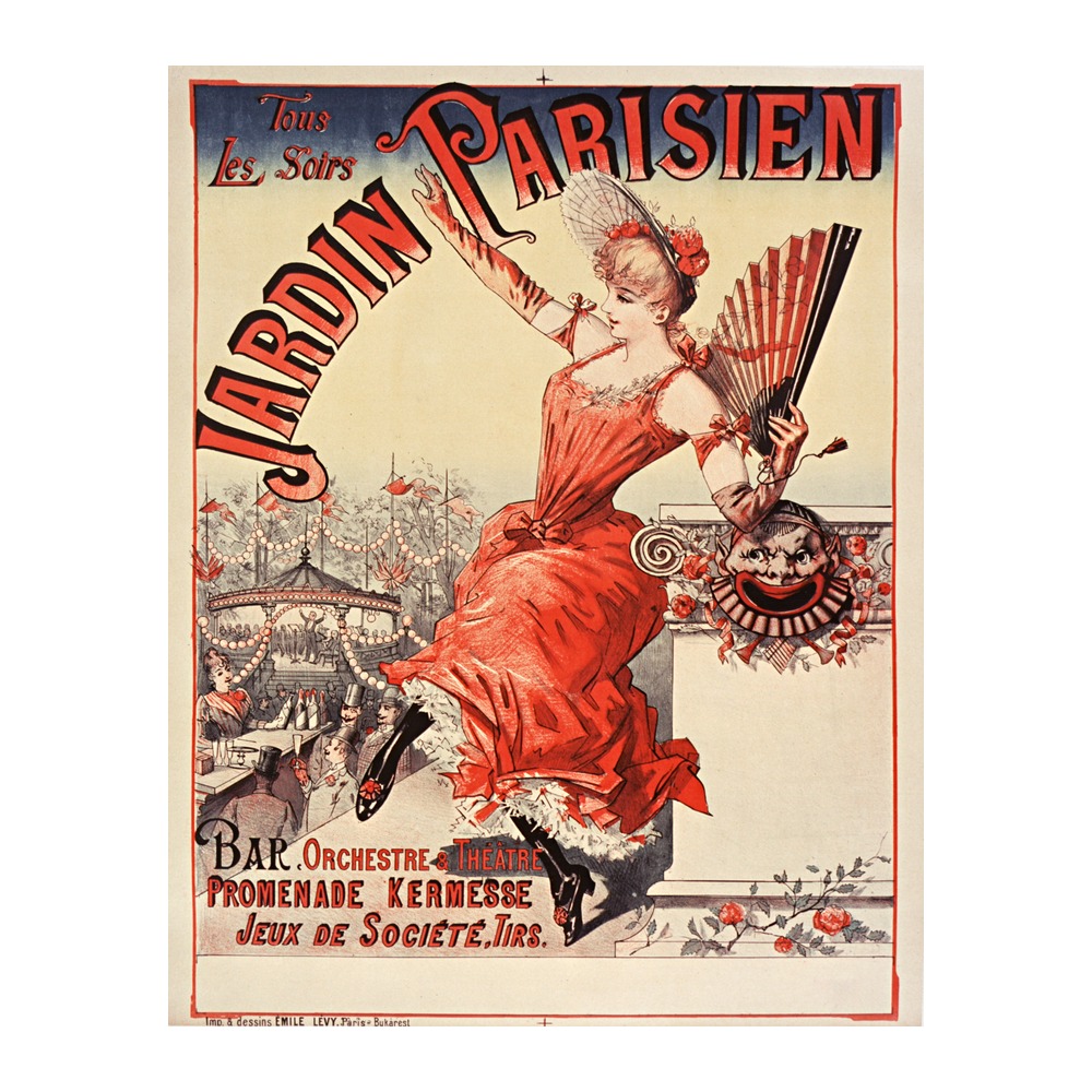 Jardin Parisien Poster (1890) - new reproduction fine art print mock