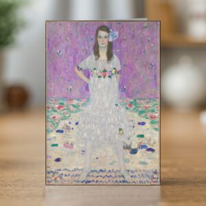 Mäda Primavesi greetings card reproducing Gustav Klimt's 1912-13 portrait of Mäda Primavesi
