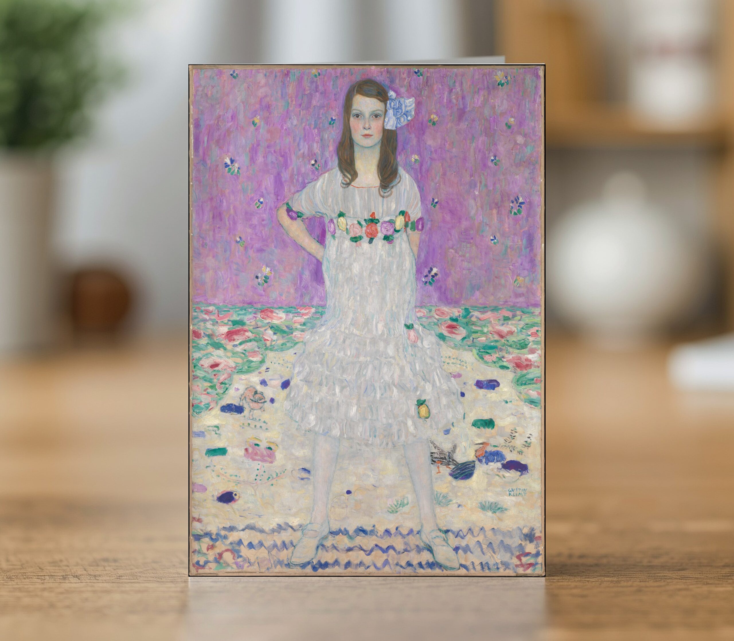 Mäda Primavesi greetings card reproducing Gustav Klimt's 1912-13 portrait of Mäda Primavesi