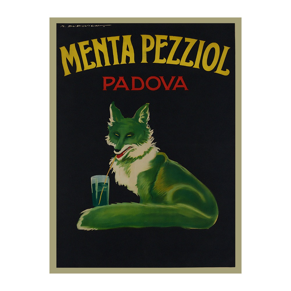 Menta Pezziol Padova Mint Liqueur poster (1920) - new reproduction fine art print mock