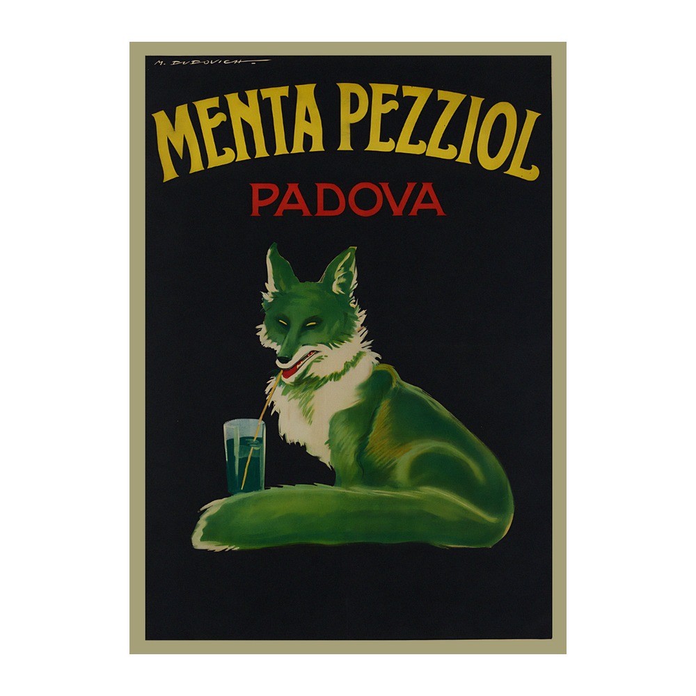 Menta Pezziol Padova Mint Liqueur poster (1920) - new reproduction fine art print mock