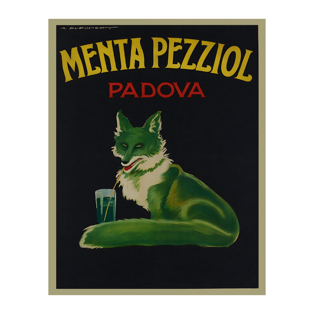 Menta Pezziol Padova Mint Liqueur poster (1920) - new reproduction fine art print mock