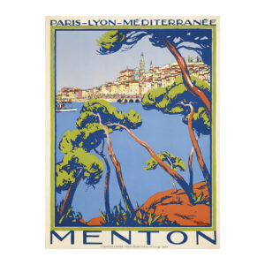 Menton Travel Poster by Roger Broders (1922) - new reproduction fine art print mock 2