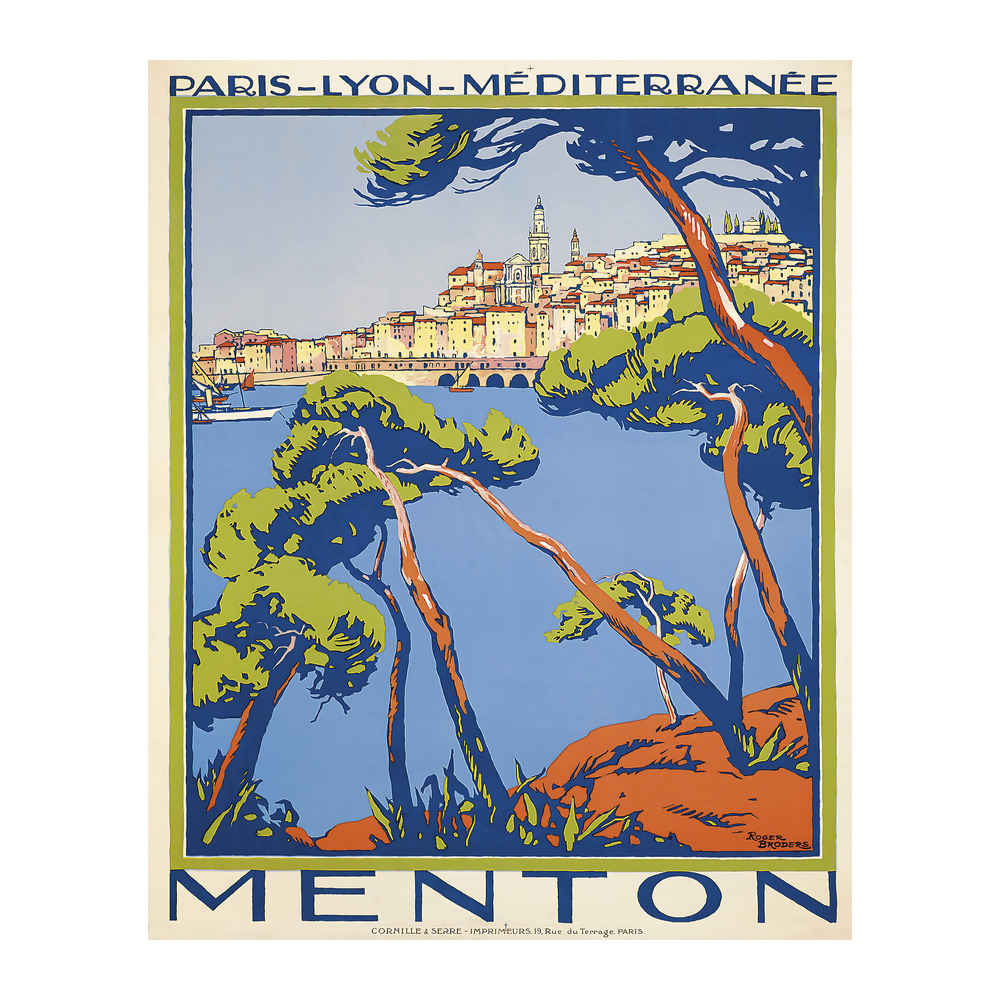 Menton Travel Poster by Roger Broders (1922) - new reproduction fine art print mock 3