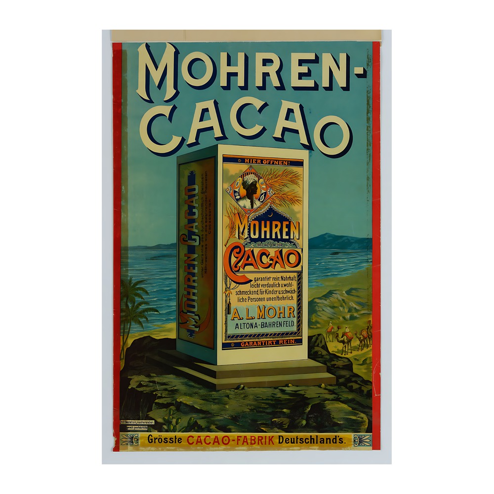 Mohren Cacao poster c. 1900-1915 - new reproduction fine art print mock 1