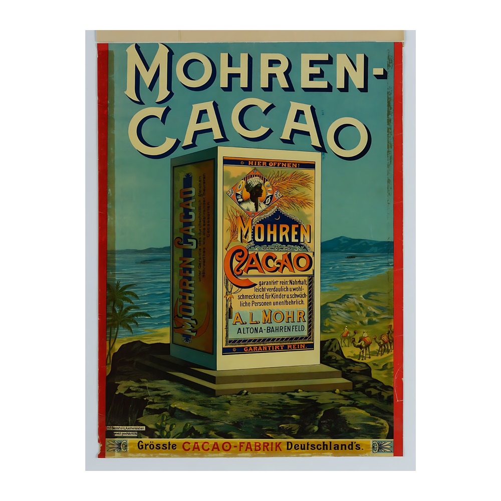 Mohren Cacao poster c. 1900-1915 - new reproduction fine art print mock 2